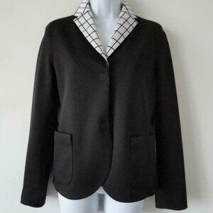 New AKRIS Black Reversible Grid Pattern Blazer Jacket 6, 12